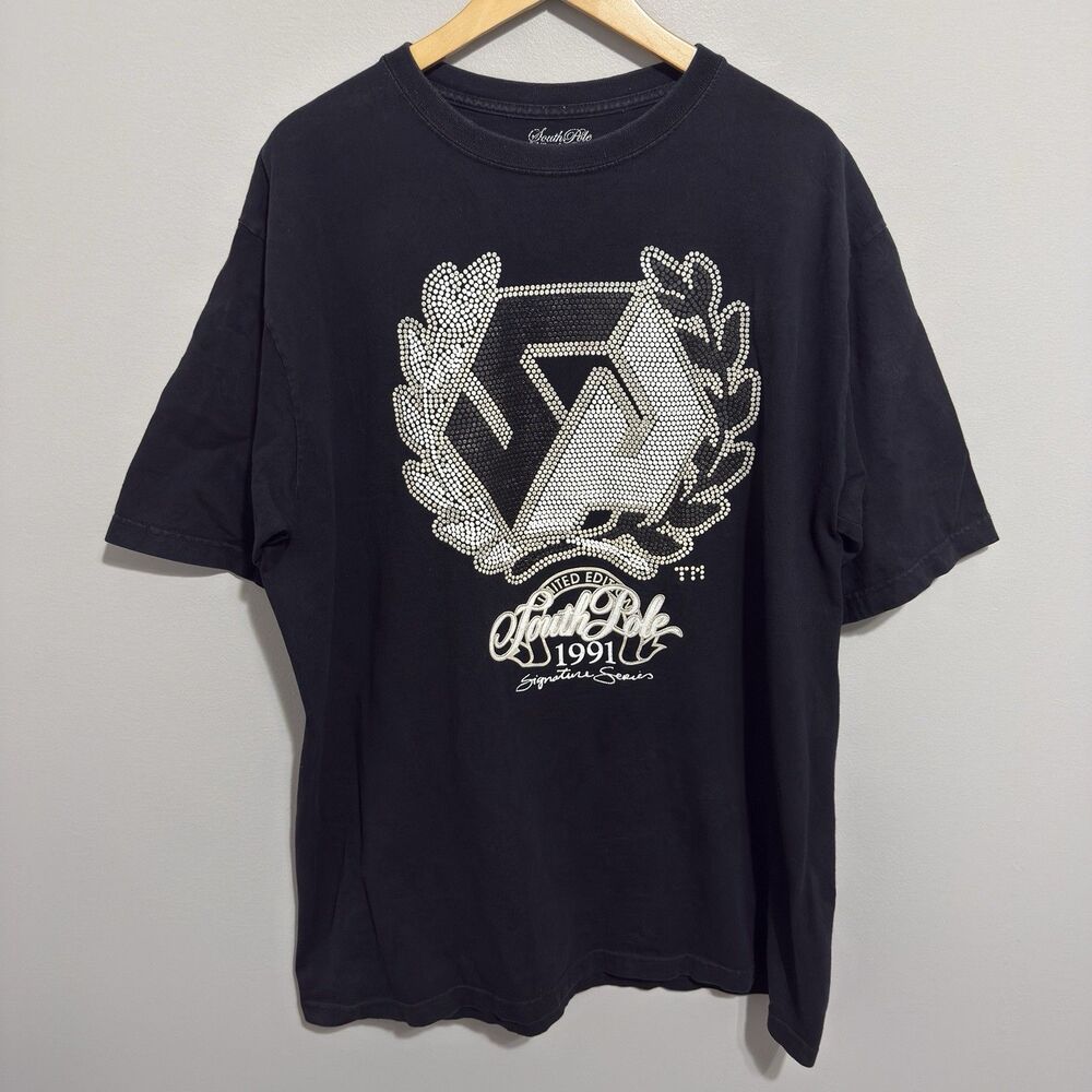 VTG Southpole Signature Series Mens Graphic T Shirt Crew Neck Cotton Y2K 2XL